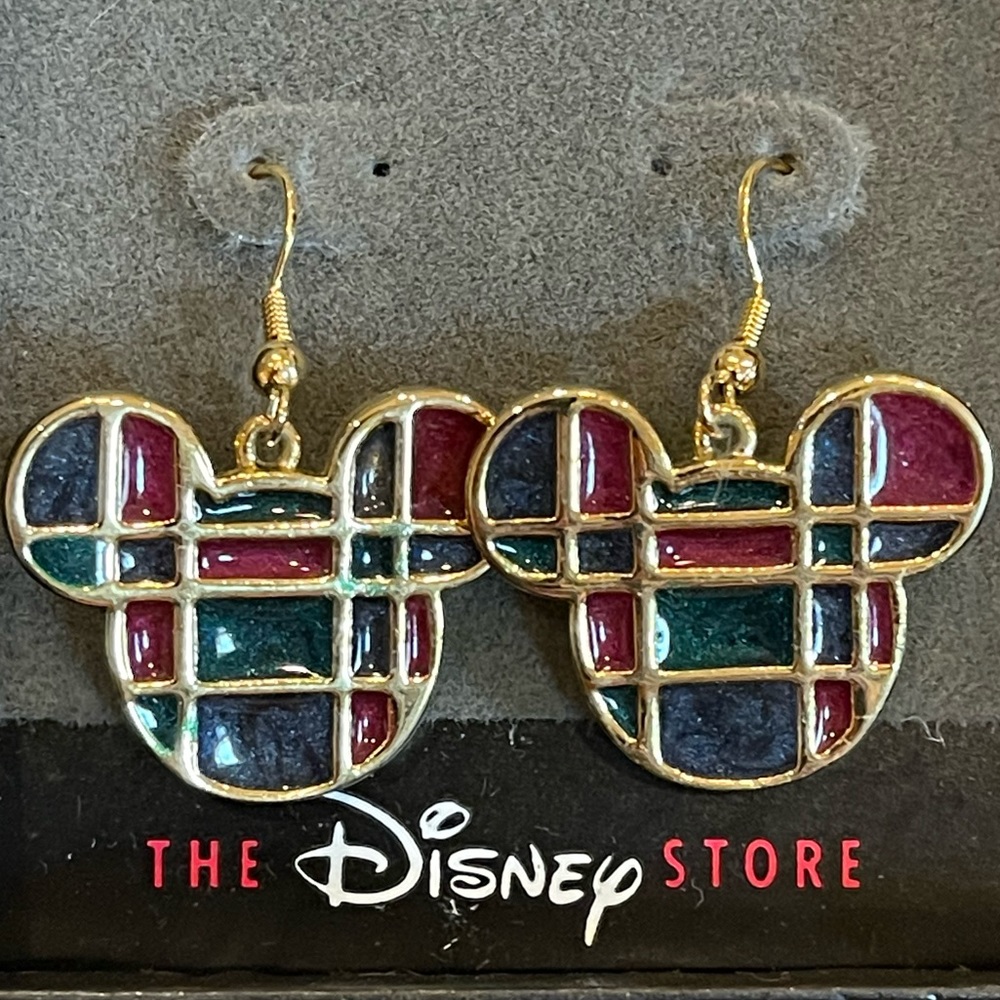 The Disney Store goldtone and red/green enamel Mickey ears French hook earrings